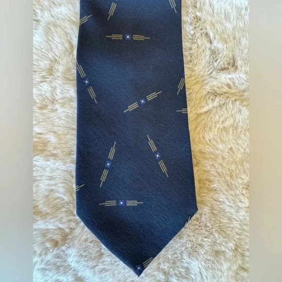 Giorgio Armani 100% Silk Tie Made in Italy Dark Blue with Green Y2K Vintage - Picture 1 of 7